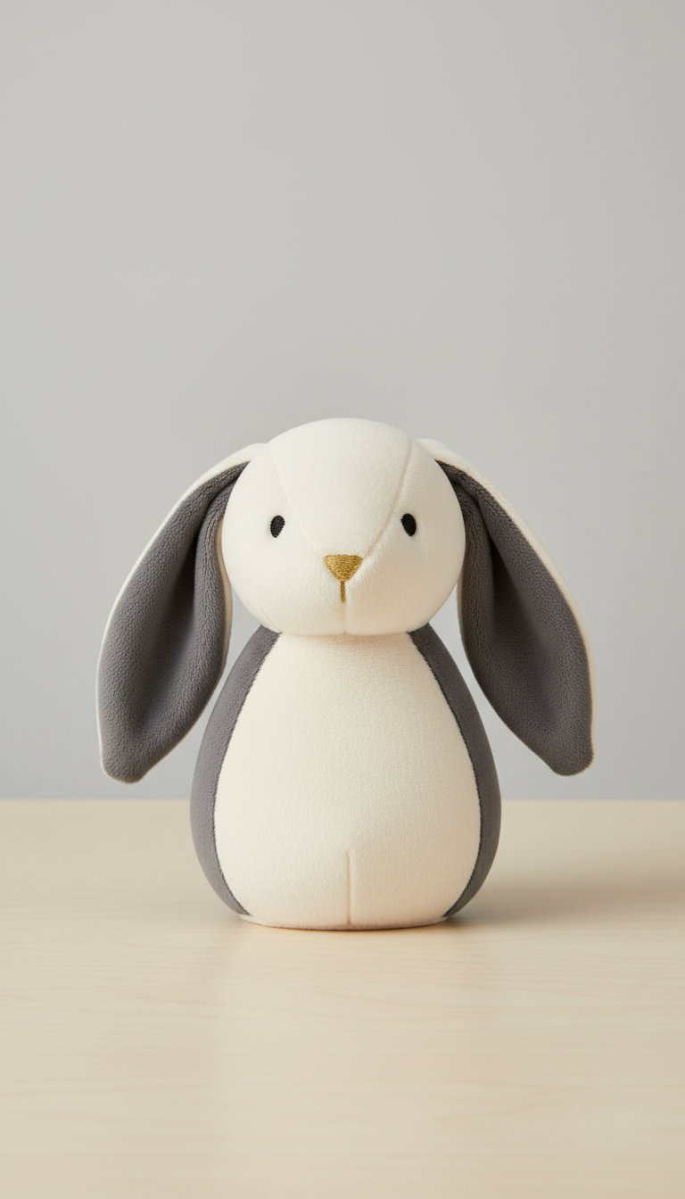 Plush monochrome bunny toy